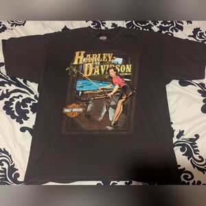 Harley Davidson Bravado Pin-up Girl Wanted Chunky River Mississippi T-Shirt XL